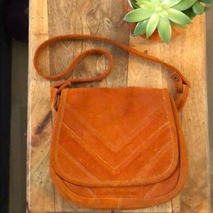 Vintage Orange Suede Shoulder Bag